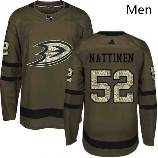 Mens Adidas Anaheim Ducks 52 Julius Nattinen Authentic Green Salute to Service NHL Jersey